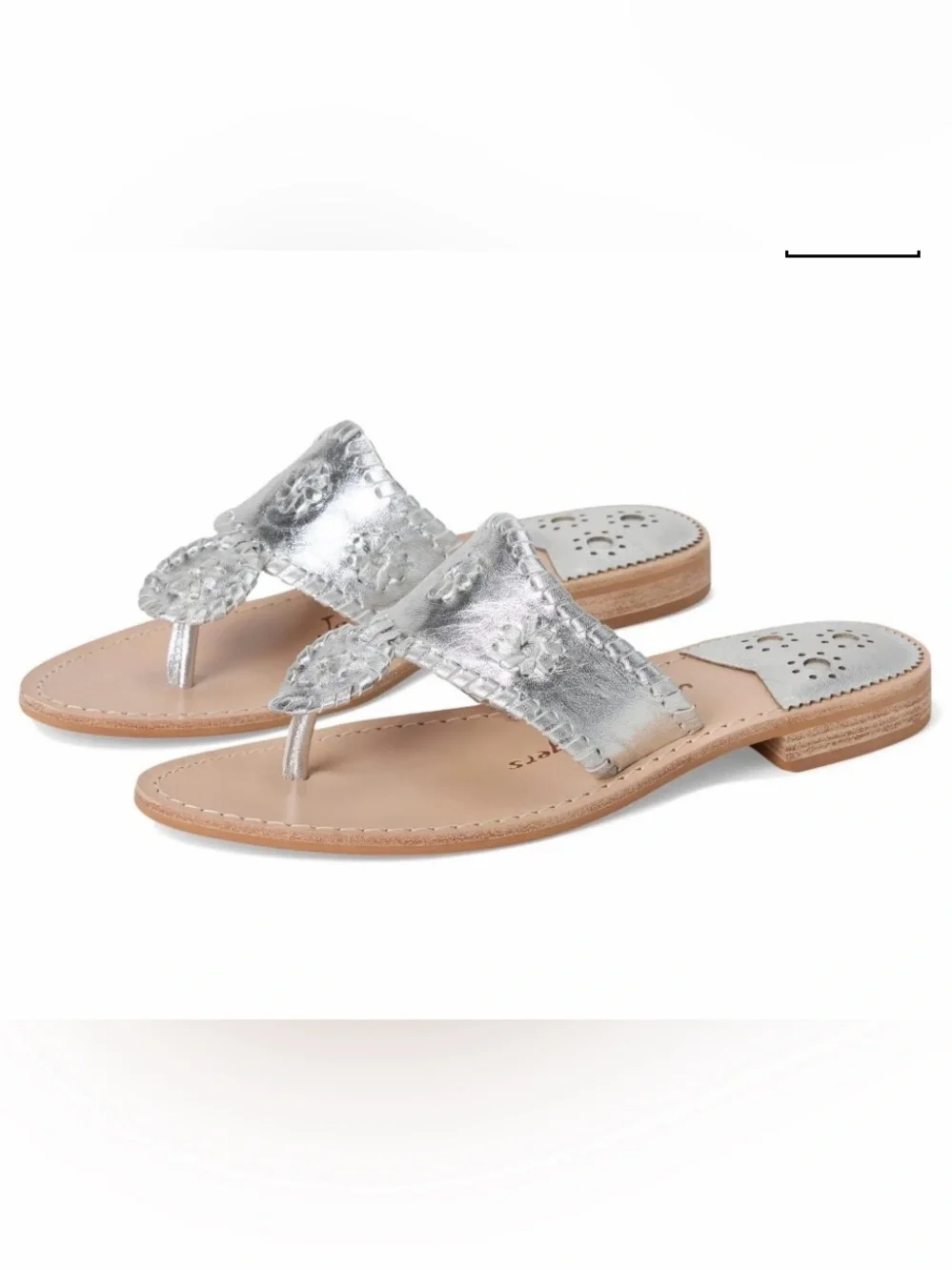 Jack Rogers Palm Beach Silver Leather  Thong Sandals, Size 7, NWOT
